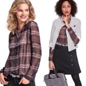 CAbi 3249 Paris Semi Sheer Blouse Black